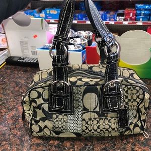 Coach Soho Signature Patchwork Hand Bag COACH SOHO Brown Signature